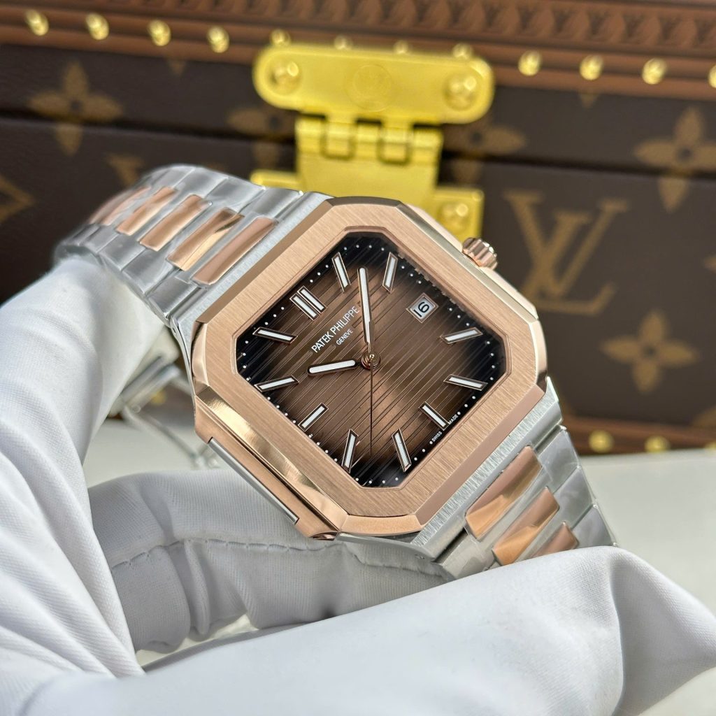 Đồng Hồ Patek Philippe Cubitus 5821 Demi Rose Gold Rep 11 Mặt Chocolate Nhà Máy TW 45mm (2)