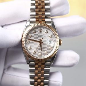 Đồng Hồ Rolex DateJust Replica Cũ Mặt Xếp Gạch Demi Mạ Vàng Hồng 36mm