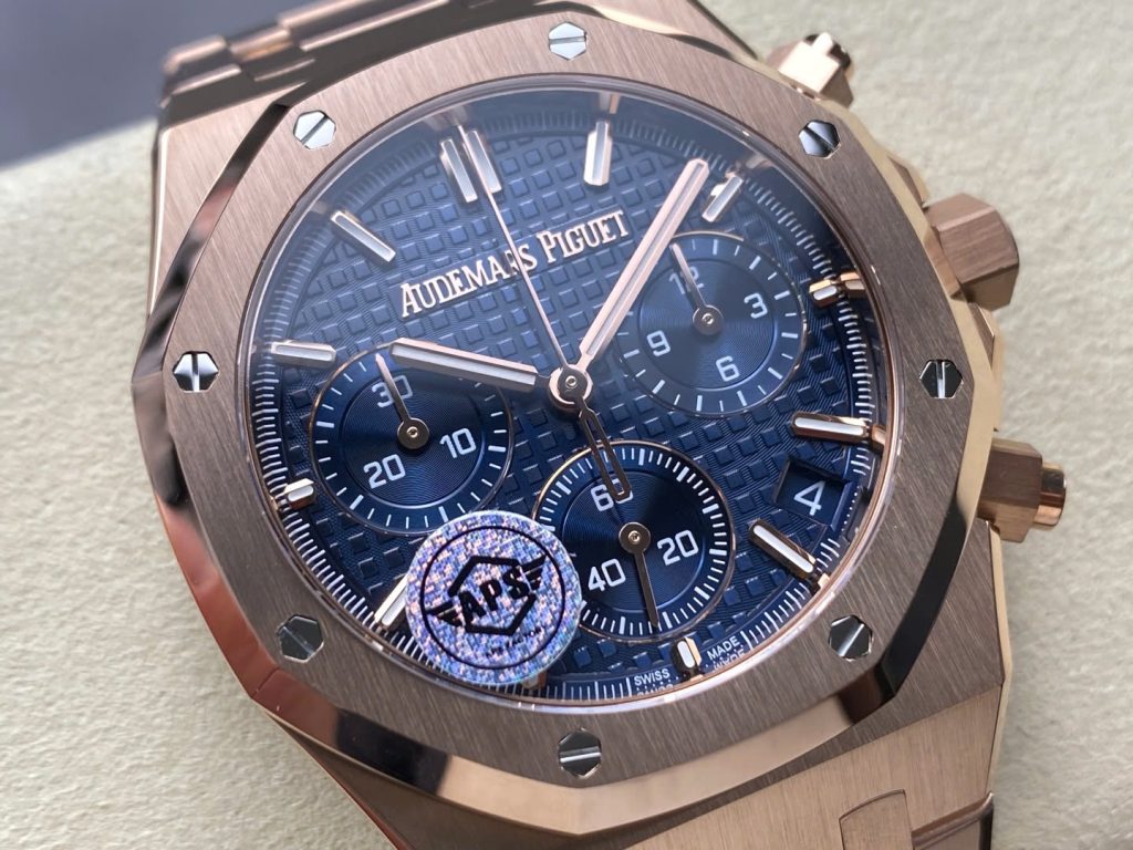 Đồng Hồ Audemars Piguet Rep 11 Royal Oak 26240ST Mạ Vàng Hồng Mặt Xanh Blue Mỏng Chuẩn Auth APS 41mm (2)