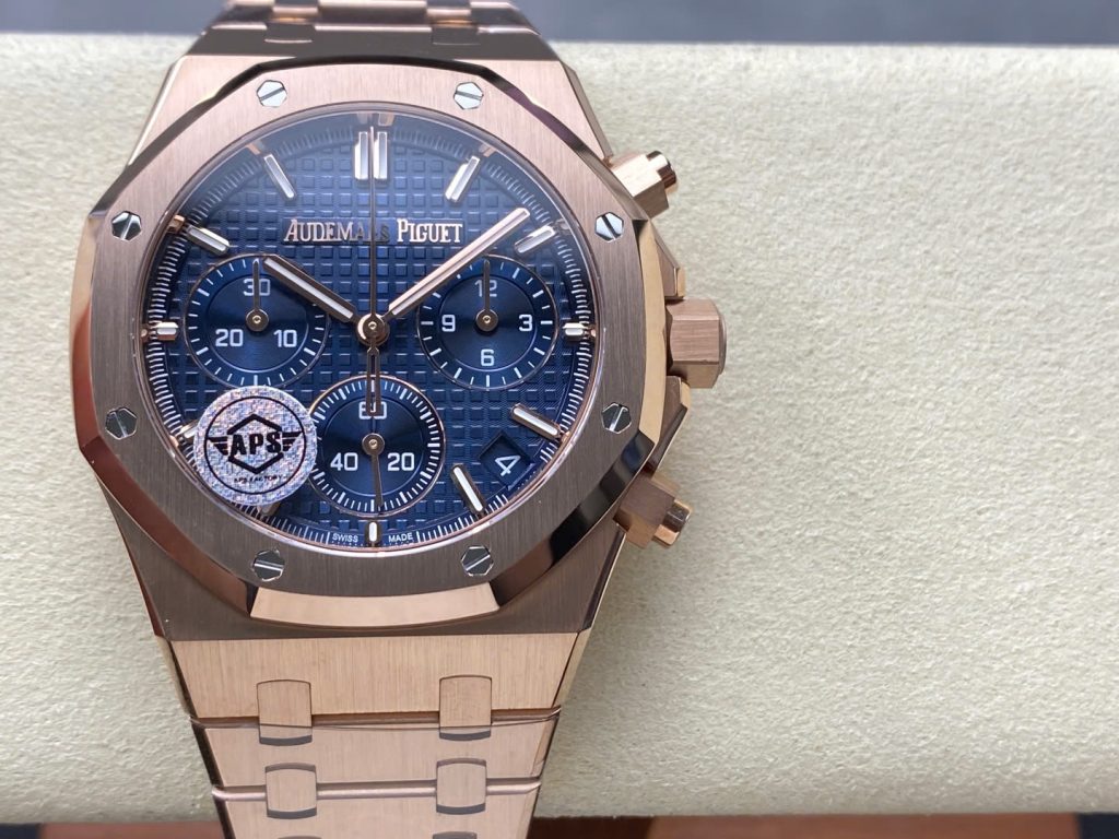 Đồng Hồ Audemars Piguet Rep 11 Royal Oak 26240ST Mạ Vàng Hồng Mặt Xanh Blue Mỏng Chuẩn Auth APS 41mm (2)