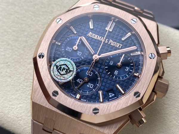 Đồng Hồ Audemars Piguet Rep 11 Royal Oak 26240ST Mạ Vàng Hồng Mặt Xanh Blue Mỏng Chuẩn Auth APS 41mm (2)