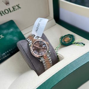 Đồng Hồ Rolex DateJust Nữ Bọc Vàng Thật + Mặt Chocolate Cọc Số Kim Cương Tự Nhiên 31mm (2)