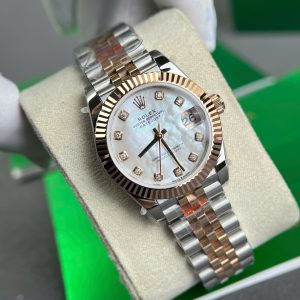 Đồng Hồ Rolex DateJust Nữ Chế Tác Bọc Vàng Hồng + Mặt MOP Cọc Số Kim Cương Thiên Nhiên 31mm (2)