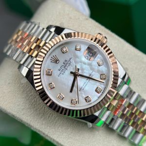 Đồng Hồ Rolex DateJust Nữ Chế Tác Bọc Vàng Hồng + Mặt MOP Cọc Số Kim Cương Thiên Nhiên 31mm (2)