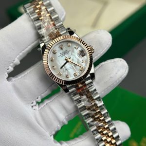 Đồng Hồ Rolex DateJust Nữ Chế Tác Bọc Vàng Hồng + Mặt MOP Cọc Số Kim Cương Thiên Nhiên 31mm (2)