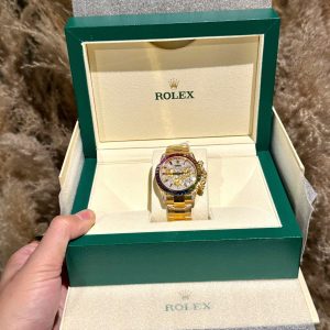 Đồng Hồ Rolex Daytona 116528 Rainbow Bọc Vàng Đính Moissanite Đá Quý 40mm (5)