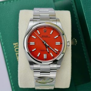 Đồng Hồ Rolex Rep 11 Oyster Perpetual 124300 Mặt Số Màu Đỏ Nhà Máy Clean 36mm