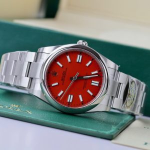 Đồng Hồ Rolex Rep 11 Oyster Perpetual 124300 Mặt Số Màu Đỏ Nhà Máy Clean 36mm