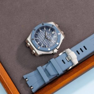 Đồng Hồ Audemars Piguet Replica 11 Royal Oak Offshore 15605SK Viền Cao Su Xanh 43mm (2)