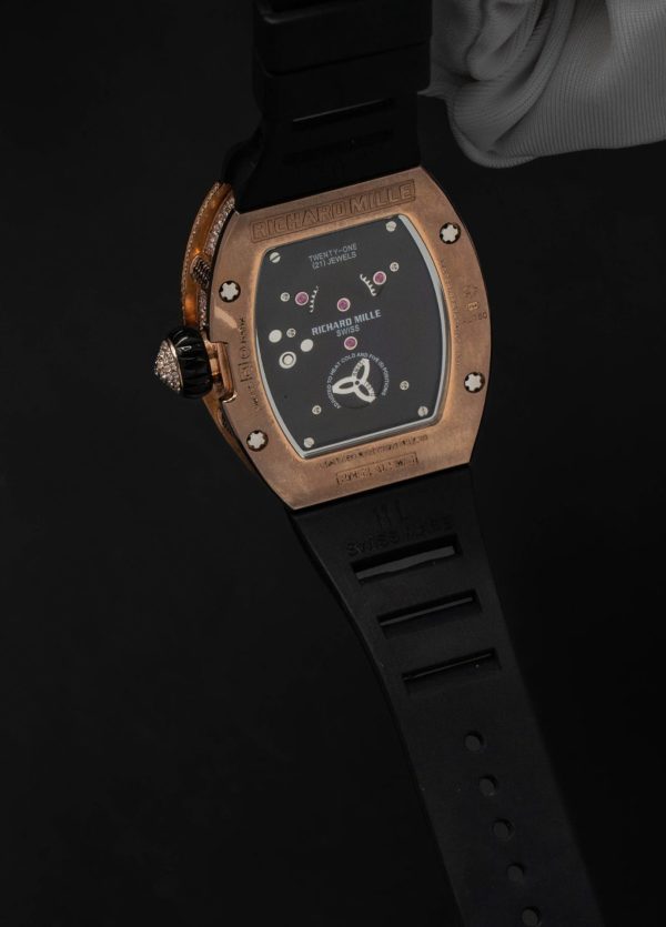 Đồng Hồ Cũ Richard Mille Rep RM51-02 Đá Baguette Dây Cao Su Đen 40mm