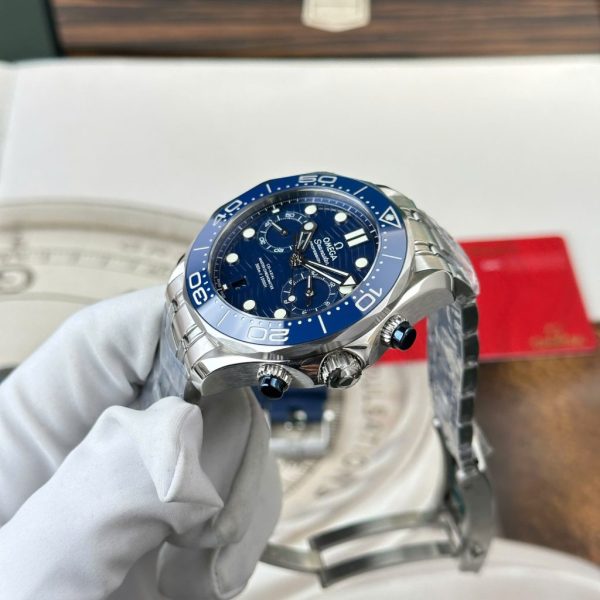 Đồng Hồ Omega Rep 11 Seamaster Diver 300M Chronograph Mặt Xanh Blue Nhà Máy N1 44mm (2)