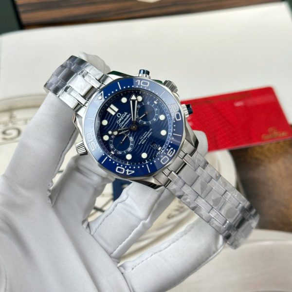 Đồng Hồ Omega Rep 11 Seamaster Diver 300M Chronograph Mặt Xanh Blue Nhà Máy N1 44mm (2)