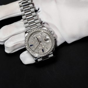 Đồng Hồ Rolex Day-Date Replica 11 Mặt Full Kim Cương Thiên Nhiên Siêu Lướt 40mm