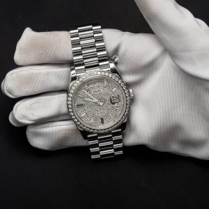 Đồng Hồ Rolex Day-Date Replica 11 Mặt Full Kim Cương Thiên Nhiên Siêu Lướt 40mm