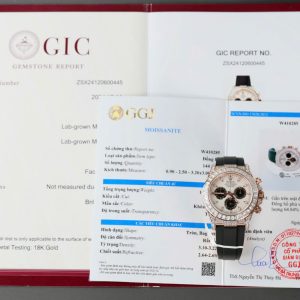 Đồng Hồ Rolex Daytona Chế Tác Bọc Vàng Hồng Đính Kim Cương Moissanite Baguette 40mm (2)