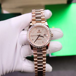 Đồng Hồ Rolex Replica 11 Day-Date Đính Kim Cương Moissanite + Bọc Vàng Hồng 18K GMF 40mm (2)