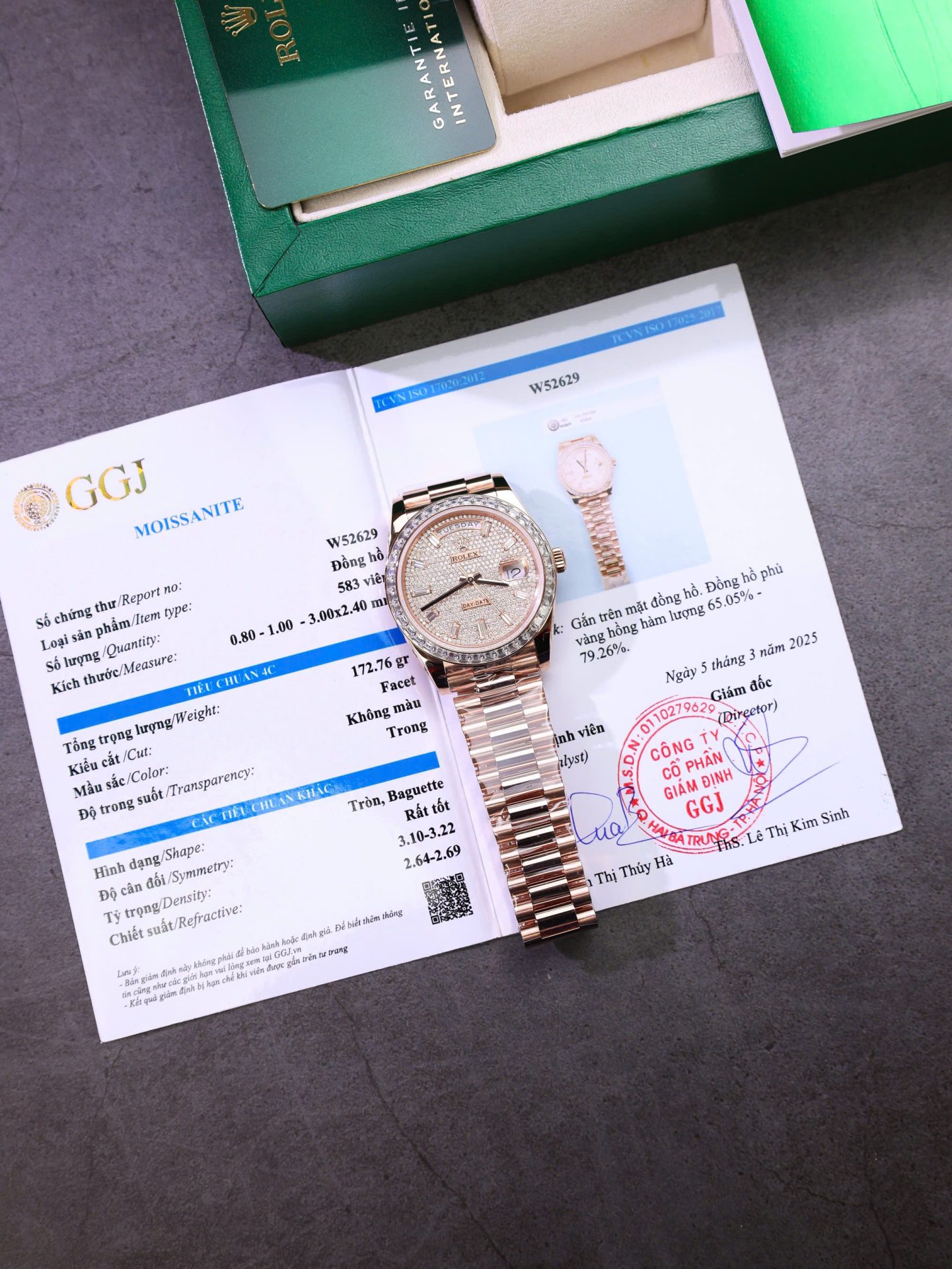 Đồng Hồ Rolex Replica 11 Day-Date Đính Kim Cương Moissanite + Bọc Vàng Hồng 18K GMF 40mm (2)