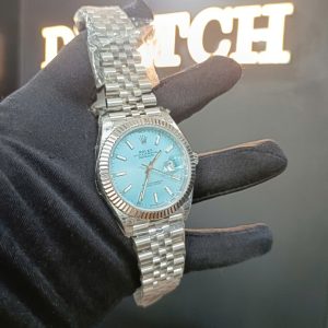 ĐỒNG Hồ Rolex DateJust Super Fake Mặt Xanh Tiffany Niềng Khía Nhà Máy EW 41mm