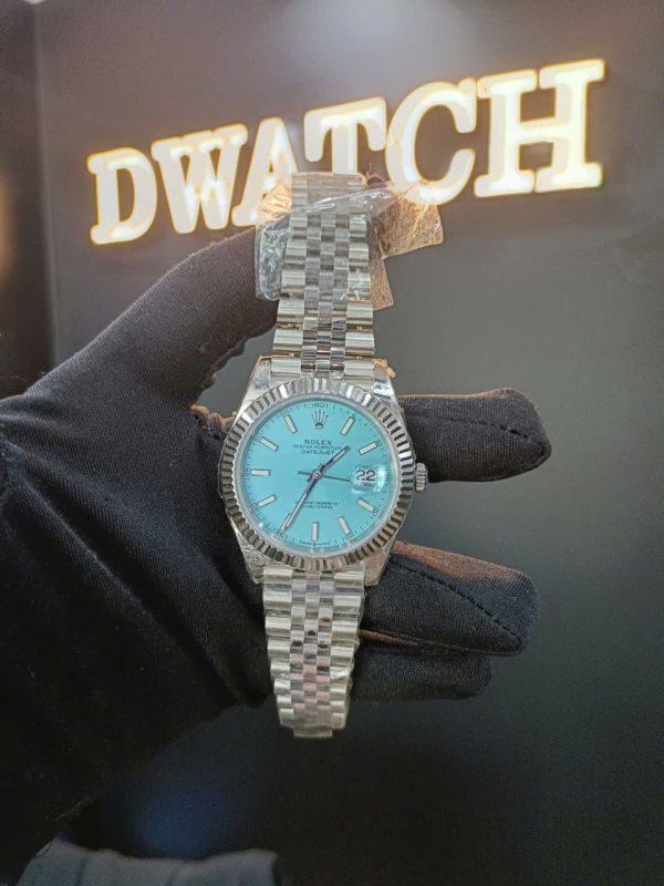 ĐỒNG Hồ Rolex DateJust Super Fake Mặt Xanh Tiffany Niềng Khía Nhà Máy EW 41mm