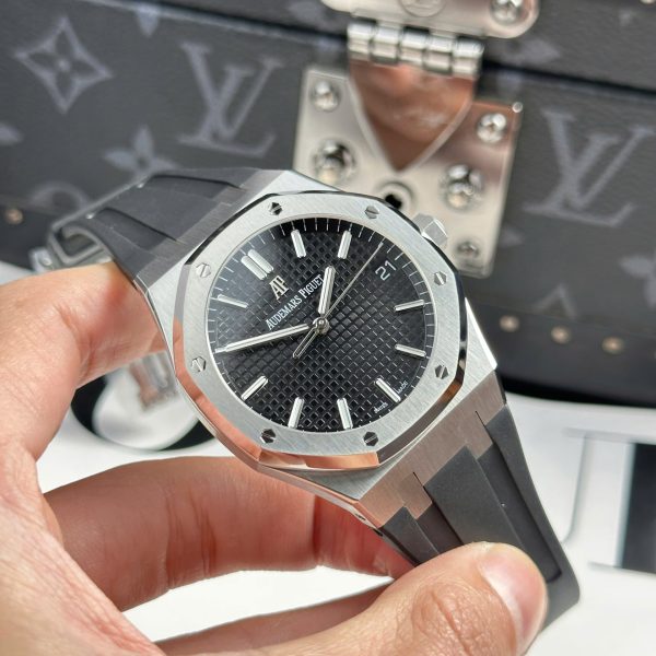 Đồng Hồ Audemars Piguet Chế Tác Royal Oak 15500 Mặt Đen Dây Cao Su Nhà Máy APS 41mm (2)
