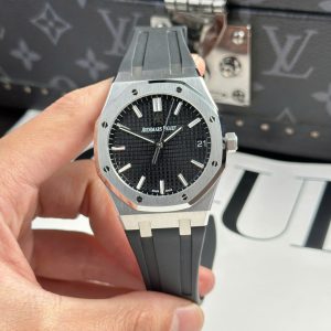 Đồng Hồ Audemars Piguet Chế Tác Royal Oak 15500 Mặt Đen Dây Cao Su Nhà Máy APS 41mm (2)