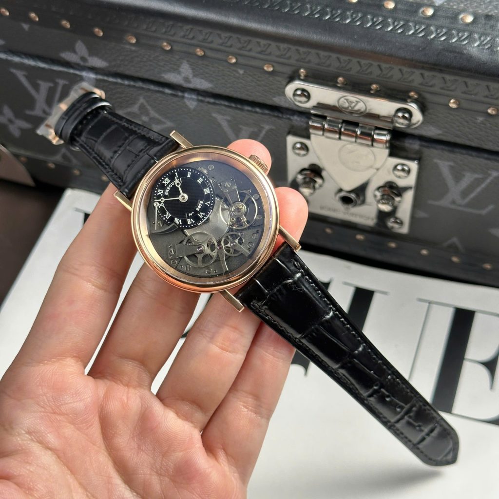 Đồng Hồ Breguet Tradition 7057 Replica 11 Mặt Đen Dây Da Nhà Máy ZF 40mm (2)