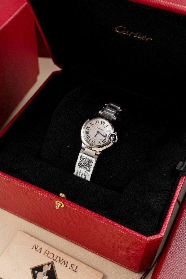 Đồng Hồ Cartier Ballon Bleu W69010Z4 Replica 11 Nữ Máy Pin Dây Kim Loại 28mm (2)