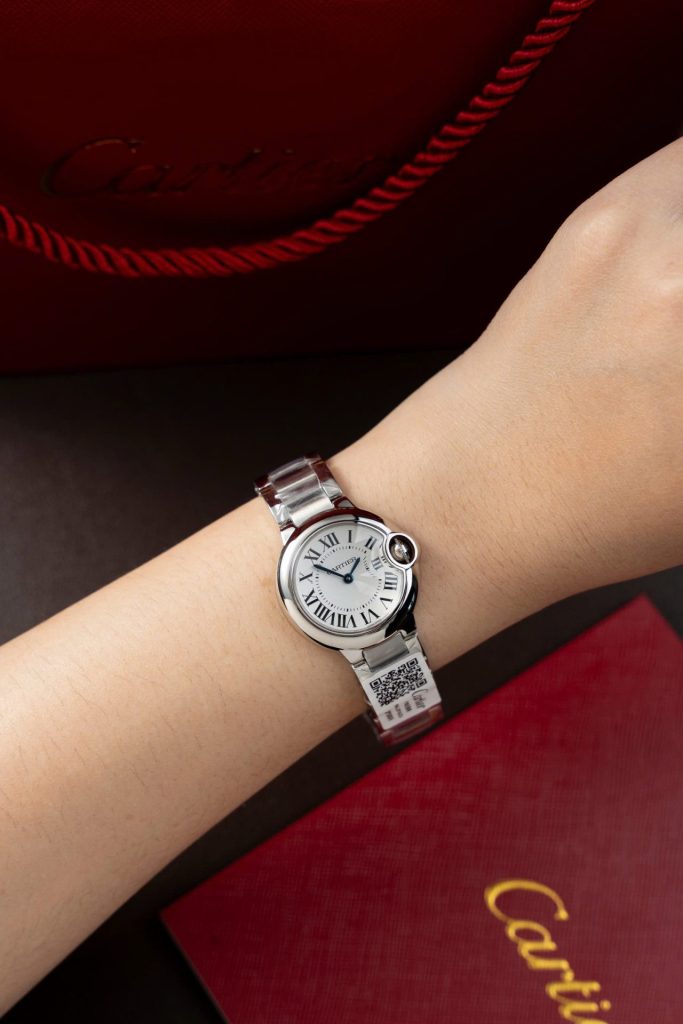 Đồng Hồ Cartier Ballon Bleu W69010Z4 Replica 11 Nữ Máy Pin Dây Kim Loại 28mm (2)