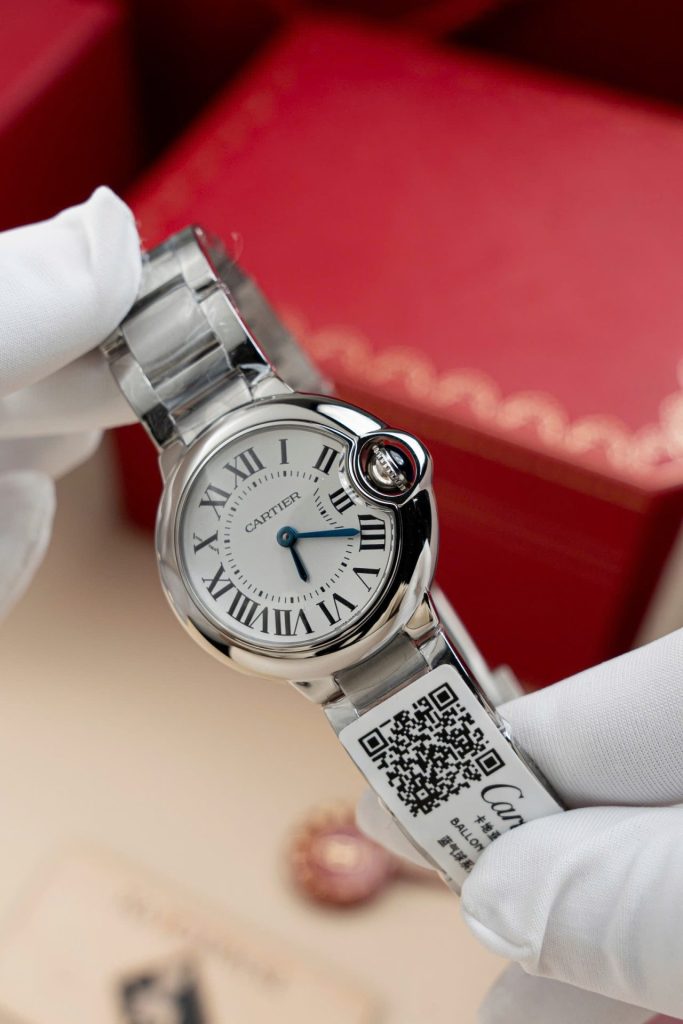 Đồng Hồ Cartier Ballon Bleu W69010Z4 Replica 11 Nữ Máy Pin Dây Kim Loại 28mm (2)