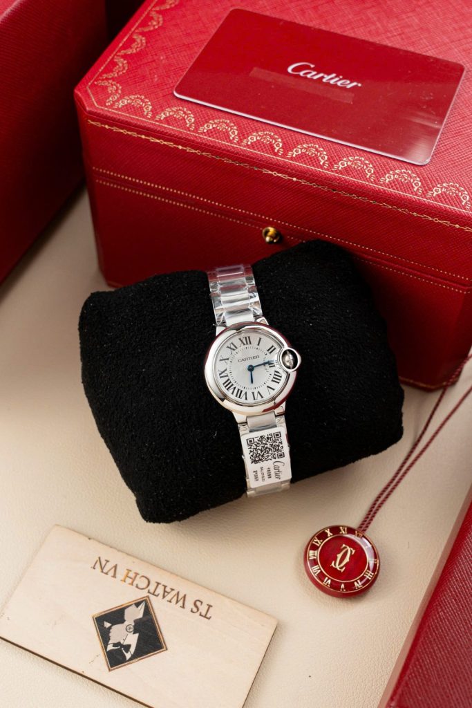Đồng Hồ Cartier Ballon Bleu W69010Z4 Replica 11 Nữ Máy Pin Dây Kim Loại 28mm (2)