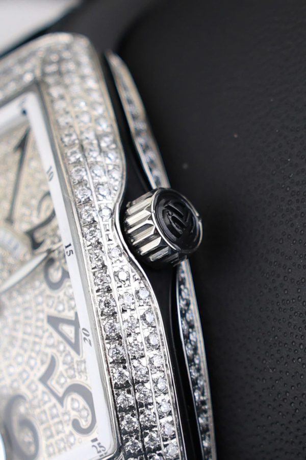Đồng Hồ Nữ Franck Muller V32 Chế Tác Đính Full Kim Cương Moissanite Màu Đen 36mm (2)