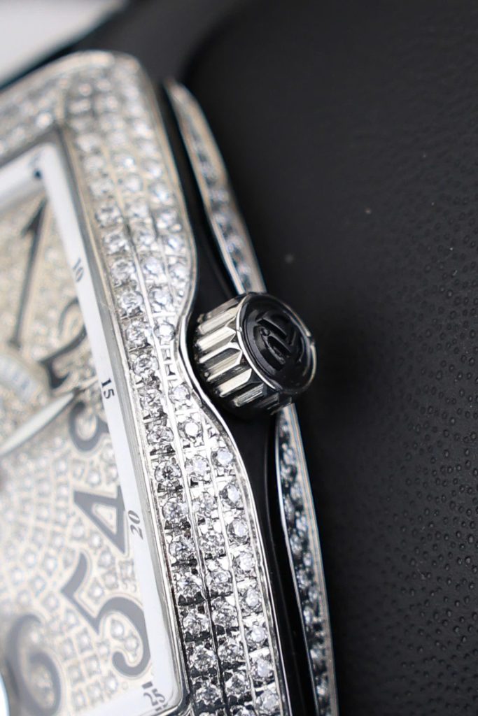 Đồng Hồ Nữ Franck Muller V32 Chế Tác Đính Full Kim Cương Moissanite Màu Đen 36mm (2)