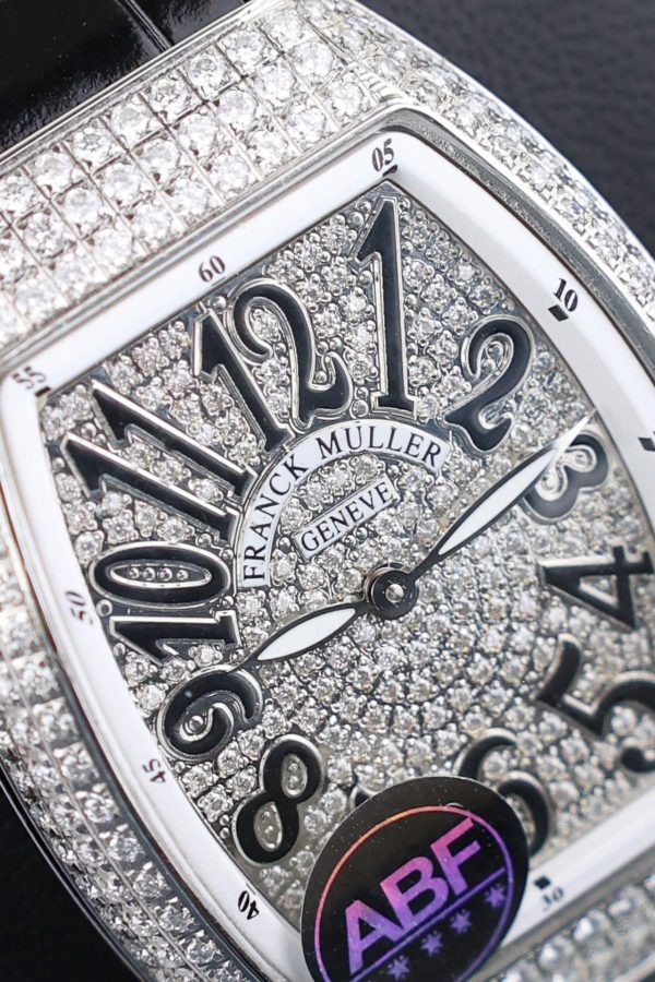Đồng Hồ Nữ Franck Muller V32 Chế Tác Đính Full Kim Cương Moissanite Màu Đen 36mm (2)