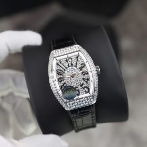 Đồng Hồ Nữ Franck Muller V32 Chế Tác Đính Full Kim Cương Moissanite Màu Đen 36mm (2)