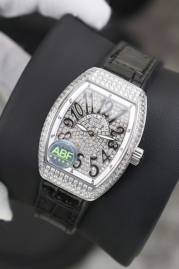 Đồng Hồ Nữ Franck Muller V32 Chế Tác Đính Full Kim Cương Moissanite Màu Đen 36mm (2)