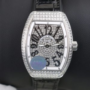 Đồng Hồ Nữ Franck Muller V32 Chế Tác Đính Full Kim Cương Moissanite Màu Đen 36mm (2)