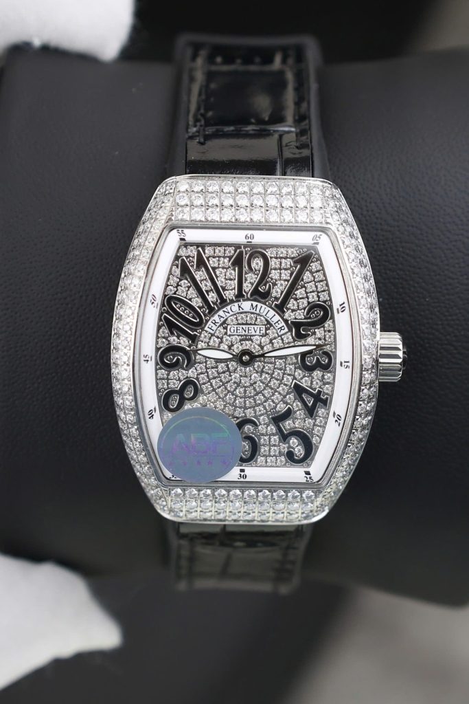 Đồng Hồ Nữ Franck Muller V32 Chế Tác Đính Full Kim Cương Moissanite Màu Đen 36mm (2)