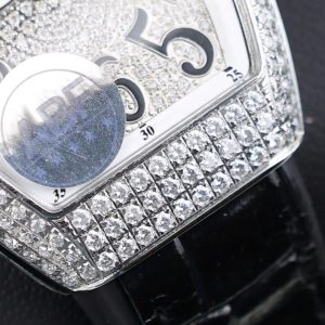 Đồng Hồ Nữ Franck Muller V32 Chế Tác Đính Full Kim Cương Moissanite Màu Đen 36mm (2)
