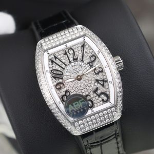 Đồng Hồ Nữ Franck Muller V32 Chế Tác Đính Full Kim Cương Moissanite Màu Đen 36mm (2)
