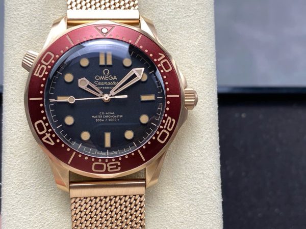 Đồng Hồ Omega Seamaster Driver 300 Best Copy Vàng Hồng Mặt Đỏ Nhà Máy VS 42mm (1)