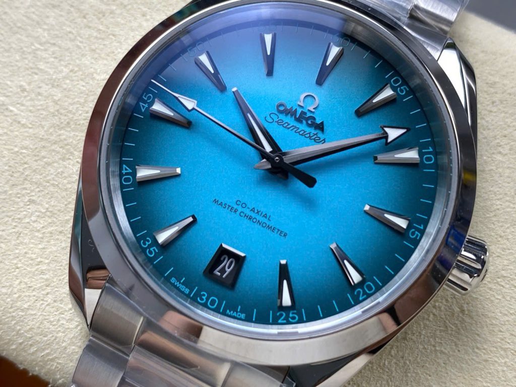 Đồng Hồ Omega Seamaster Mặt Xanh Blue Replica 11 Co-Axial Cọc Dạ Quang VS 41mm (1)