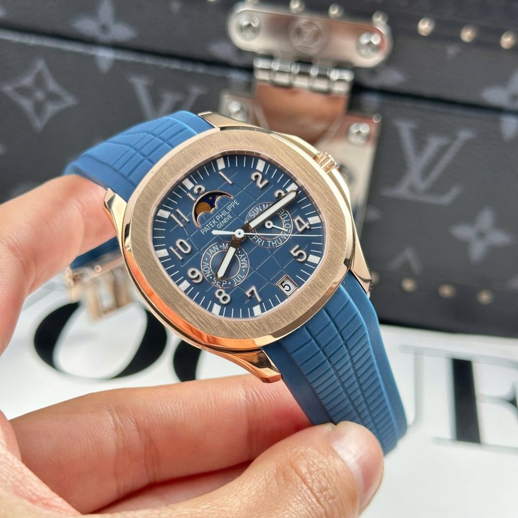 Đồng Hồ Patek Philippe Aquanaut 5261R Replica 11 Vỏ Mạ Vàng Hồng Mặt Xanh Dương 40mm (1)