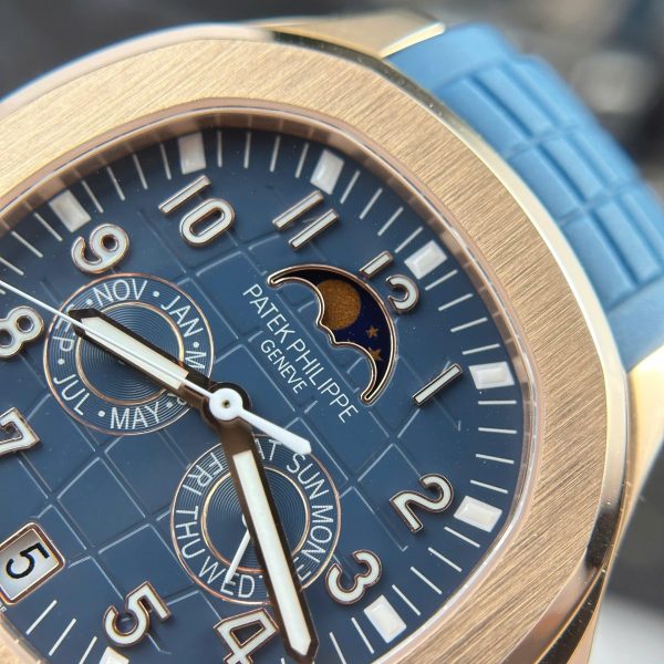 Đồng Hồ Patek Philippe Aquanaut 5261R Replica 11 Vỏ Mạ Vàng Hồng Mặt Xanh Dương 40mm (1)