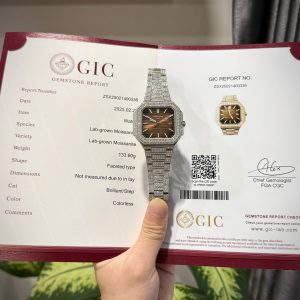 Đồng Hồ Patek Philippe Cubitus 5821 Mặt Nâu Replica 11 Đính Full Kim Cương Moissanite 45mm (2)