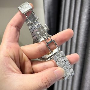 Đồng Hồ Patek Philippe Cubitus 5821 Mặt Nâu Replica 11 Đính Full Kim Cương Moissanite 45mm (2)