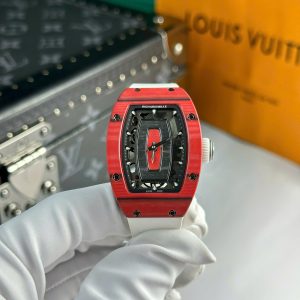 Đồng Hồ Richard Mille RM07-01 Chế Tác Vỏ Carbon Đỏ Dây Cao Su 32x46mm (2)