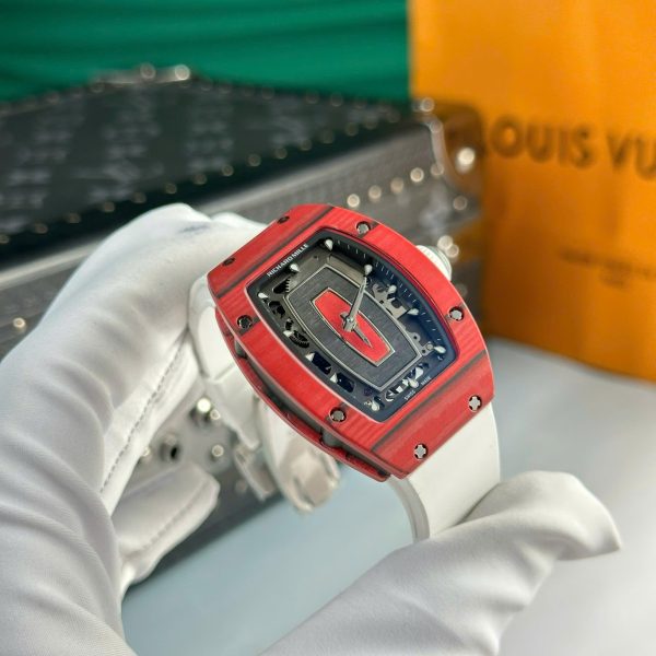 Đồng Hồ Richard Mille RM07-01 Chế Tác Vỏ Carbon Đỏ Dây Cao Su 32x46mm (2)