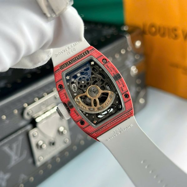 Đồng Hồ Richard Mille RM07-01 Chế Tác Vỏ Carbon Đỏ Dây Cao Su 32x46mm (2)
