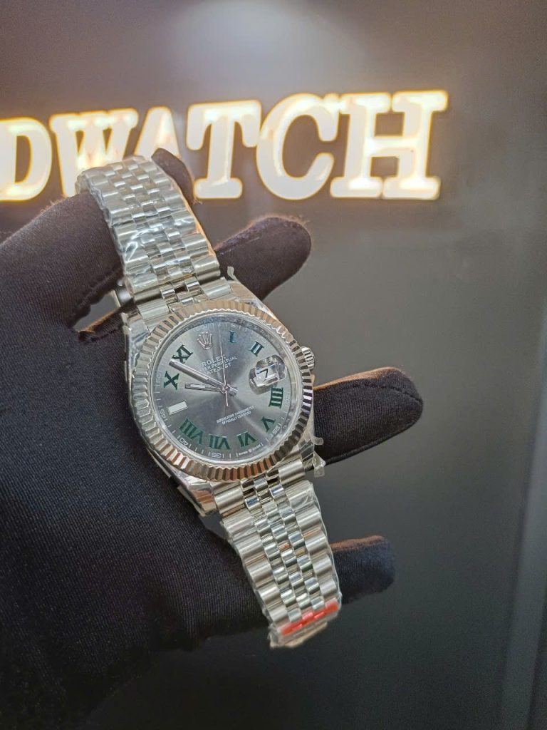 Đồng Hồ Rolex DateJust Fake 11 Mặt Số Winbledon Niềng Khía Lướt Nhà Máy EW 41mm
