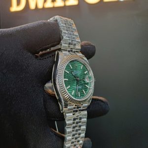 Đồng Hồ Rolex DateJust Mặt Xanh Green Replica 11 Niềng Khía Lướt Nhà Máy EW 41mm